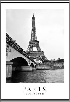 the eiffel tower is shown in black and white, as well as an image of