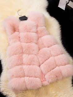 Women Faux Fur Vest, Pink Faux Fur Coat, Chaleco Casual, Winter Fur Coats, Pink Fur, Women Coat, Pink Faux Fur, Vest Coat, Faux Fur Vests