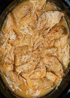 chicken is cooked in the slow cooker and ready to be served for lunch or dinner