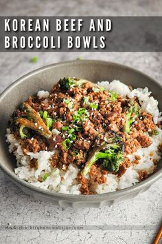 Korean Beef and Broccoli Bowl Korean Beef And Broccoli, Seared Broccoli, Broccoli Bowls, Dinner Korean, Korean Beef Recipes, Pizza Sides, Ground Beef And Broccoli, Korean Ground Beef, Chorizo Breakfast