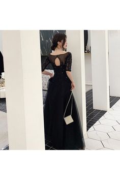 Shop Modest Long Black Formal Dress With Beaded Half Sleeves online. SheProm offers formal, party, casual & more style dresses to fit your special occasions. Black Maxi Dress For Wedding And Party Season, Black Embellished Gown For Night Out, Black Evening Dress For Prom Holiday, Black Evening Gown Party Wear, Black Evening Dress For Wedding Holiday, Black Evening Dress For Holiday Wedding, Black Holiday Evening Dress For Prom, Black Holiday Evening Dress For Wedding, Formal Black Evening Dress With Sequins