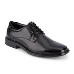 Keep your style sleek, refined, and worry-free with these slip-resistant Dockers dress shoes. The safety outsole creates next level traction, while the memory foam insole provides unmatched support and comfort, making these oxfords ideal for good foot health. These men’s shoes have polished man-made uppers that have been treated with Stain Defender, so you can stay looking sharp for any occasion. Polished Man, Shoe Warehouse, Oxford Shoe, Black Dress Shoes, Oxford Dress Shoes, Oxford Shoes Men, Restaurant Food, Oxford Dress