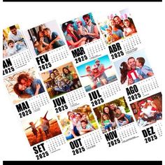 a calendar with pictures of people and dates for each month in the same photo on it