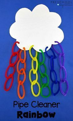 a white cloud with chains hanging from it's side and the words, pipe cleaner rainbow