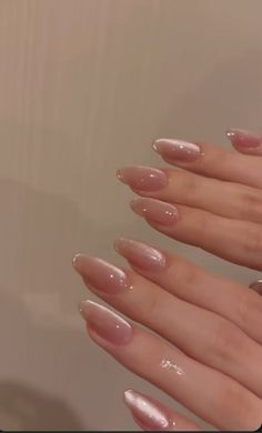 Bridal Gel Nails, Neutral Nail Designs, Asian Nails, Sparkly Nails, Elegant Nails