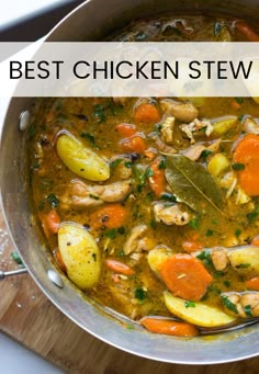 chicken stew with carrots and potatoes in a pot