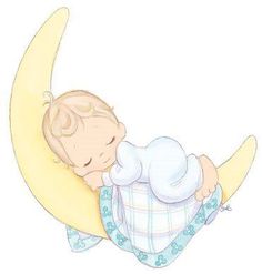 a baby is sleeping on the moon