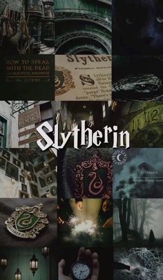 a collage of images with the words slyferin