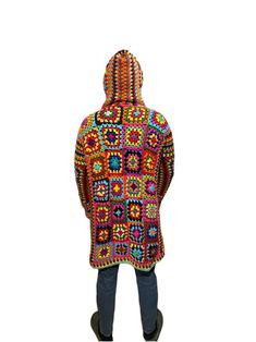 Multicolor Wool Long Sleeve Cardigan, Multicolor Acrylic Outerwear For Winter, Multicolor Acrylic Winter Outerwear, Multicolor Knitted Sweater Coat For Winter, Casual Multicolor Wool Cardigan, Multicolor Wool Cardigan For Winter, Multicolor Knitted Hooded Sweater, Bohemian Multicolor Wool Outerwear, Multicolor Knitted Outerwear