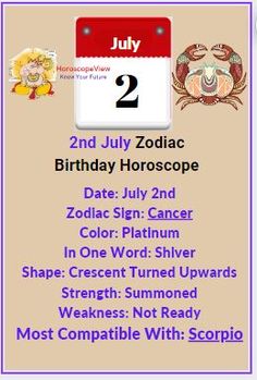 the zodiac sign for july is displayed