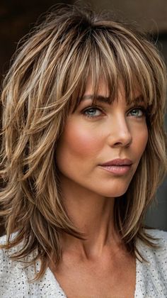 Medium-Length Shag Haircuts Med Shag Hairstyles, Shag Haircut For Thick Hair, Shag Hair, Blonde Layered Hair, Modern Shag Haircut, Messy Bob Hairstyles, Haircuts For Medium Length Hair, Layered Haircuts For Medium Hair, Shag Haircuts