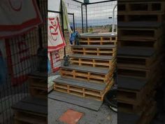 some stairs made out of wooden pallets