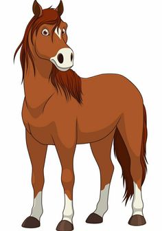 a brown horse with long manes and white feet on a white background royalty illustration