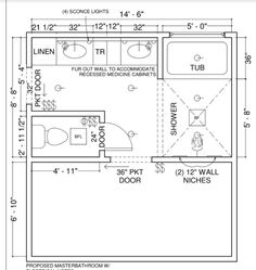 a bathroom floor plan with measurements for the bathtub and toilet area, including an overhead shower