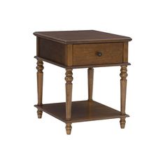 an end table with a drawer on the bottom and one drawer at the top that is open