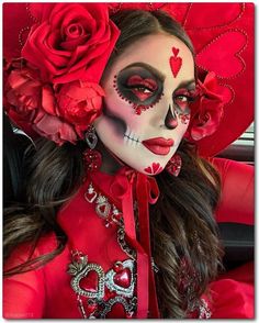 Dia De Los Muertos Face Paint Ideas, Dia De Los Muertos Makeup Ideas, Candy Skull Makeup, Mexican Makeup, Catrina Costume, Muertos Makeup