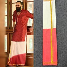 Tye and Dye Dhoti Off white Double Dhoti with Kurta , Men's dhoti, Cotton 4 mtr Veshti Onam, Vishu,Christmas Ramadan, New year, Kerala Tamil Style Dress 2 options for purchase 1. Dhoti only 2.Dhoti with same color Kurtha made with slub silk Dhoti Size -4 mtr, Color : Off White Kurtha size available - S,M,L,XL,XXL,XXXL It is so common to be worn during any occasion. Complement your Indian outfit with this comfy double dhoti that is soft, smooth and silky. You can wear it with a shirt or a kurta. Onam Dress For Men, Dhoti Outfit Men, Onam Dress Code For Men, Onam Outfit For Men, White Traditional Wear With Cutdana For Rituals, White Traditional Wear With Traditional Patterns For Rituals, Cotton Silk Traditional Wear For Navratri Rituals, White Cutdana Traditional Wear For Rituals, White Traditional Wear For Rituals