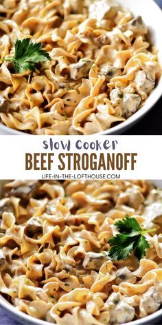 this slow cooker beef stroganoni is the perfect meal to make for dinner