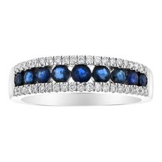 14kt White gold 7/8ct TGW blue sapphire and diamond band ringCenter Gemstone Information:Size: 2.5mm Gemstone Carat Weight:Round Size: 7.5. Gender: female. Age Group: adult. Sapphire Diamond Rings With Channel Set, Anniversary Sapphire Diamond Ring With Multi-stones, Fine Jewelry Sapphire Ring With Channel Set, Blue Sapphire Ring Channel Set, Fine Jewelry Round Sapphire Ring With Channel Set, Blue Diamond Ring With Channel Set, Blue Diamond Channel Set Ring, Blue Diamond Ring Channel Set, Blue Diamond Ring With Channel Setting