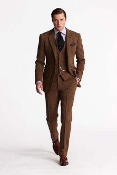 Elevate your style with our Custom Tweed Suit in Brown - a perfect choice for wedding blazers, groom wear, and sophisticated party costumes in 2024. This 3-piece ensemble, crafted with meticulous attention, is designed to make a statement. Our brown wool suit, tailored for winter weddings and special occasions, combines warmth with timeless elegance. The custom design adds a personalized touch to your groom suit, ensuring a look that stands out on your big day. Inspired by the iconic style of Th Groom Blazer, 3 Piece Tuxedo, Men Suits Wedding, Tweed Men, Brown Suit, Suits Wedding, Mens Summer Outfits, Man Blazer, Trendy Mens Fashion