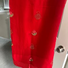 Pure Siffon Red Saree Unstitched Blouse. Falls Is Already On. Very Light And Soft. Easy To Wear. Great For Parties And Casual Events. Brand New. Traditional Red Chiffon Saree, Red Silk Party Blouse Piece, Festive Red Chiffon Dupatta, Red Chiffon Party Saree, Elegant Red Chiffon Saree, Red Summer Saree, Red Dupatta For Summer Parties, Fitted Red Dupatta For Summer, Red Saree