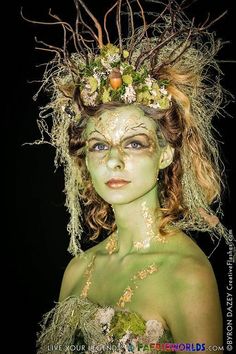 Dryad Costume, Mother Nature Costume, Fantasy Make-up, The Fae, Nature Goddess, Group Project, Fairy Makeup, Woodland Fairy, Creative Stuff