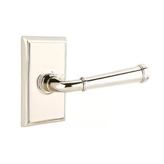 an image of a chrome door handle on a white background