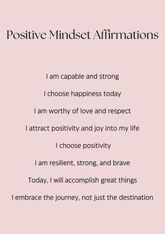 a pink background with the words positive minds affirmations written in black on it