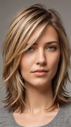 Two Layered Haircut, Shoulder Length With Layers Straight, Flip Out Hairstyles Medium, Medium Length Layered Haircuts Straight, Medium Haircuts For Thinning Hair, Rock N Roll Haircut Women, Long Shags For Straight Hair, Womens Haircuts Layers, Layered Womens Haircuts