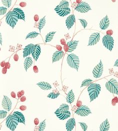 a wallpaper with leaves and berries on it