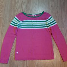 Bright And Beautiful Lily Pulitzer Sweater. Pink With Green And White Stripes. New Without Tags. 100% Cotton. Girl's Size Xl. (12 - 14) Pink Striped Sweater, Bright And Beautiful, Striped Sweater, Green And White, Colorful Sweaters, Lily Pulitzer, Kids Shirts, Lilly Pulitzer, Pink And Green