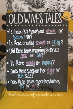 a chalkboard sign that says old wives tales