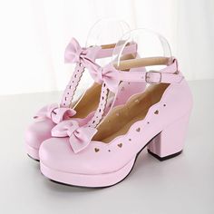 Party Pumps, Ankle Strap High Heels, Princess Shoes, Cosplay Shoes, Bow Knot, Sweet Lolita