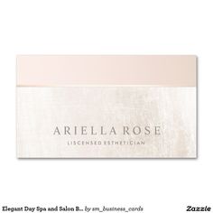 a white business card with a pink stripe on the bottom and an elegant, modern design