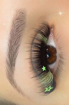 Yellow Eyelash Extensions, Lash Extension Decals, Decal Lash Extensions, Lashes With Decals, Colour Eyelash Extensions, Lashes Extensions Color, Yellow Lash Extensions, Y2k Lashes