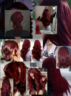 2 Toned Red Hair, Fusha Hair, Oxblood Hair, Red Hair With Black Tips, Vampire Red Hair, Red Hair Formulas, Cherry Red Hair Color, Red Hair Curly, Crimson Red Hair