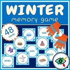 the winter memory game is shown in blue