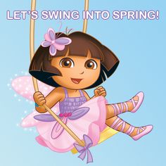 a cartoon character on a swing with the caption'are you ready to swing into spring? '