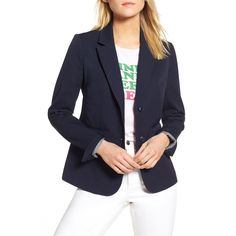 Crafted With Cotton And Just A Touch Of Stretch, This Pick Is Just As Cozy As Your Favorite Sweatshirt. It'll Be A Go-To When The Office Reaches Sub-Zero Temps. B50124 Stretch Cotton, Blazer Suit, The Office, Suit Jacket, Color Blue, Size 2, Jackets & Coats, Jackets For Women, Blazer