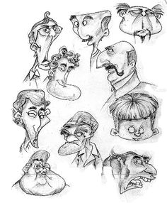 some cartoon faces with different expressions and facial expressions, as well as an image of the head