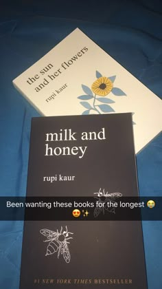 two books sitting on top of each other with the title milk and honey written below them