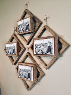 four wooden frames hanging on the wall