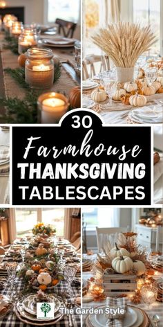 thanksgiving tablescapes with candles and pumpkins