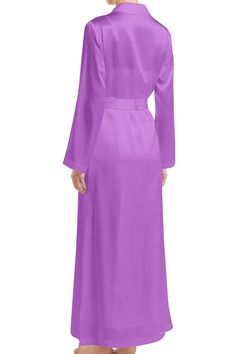 This wrap maxi dresses for women is made of lustrous cupro silk and features an solid African Violet, floor length wrap dress, women's long sleeve wrap dress, at Kyle X Shahida. Wear it loose or cinch the belted waist to define your figure.Details: 100% Cupro Silk Long Sleeve Wrap Dress Shawl collar; wrap front Self-tie sash at waist Long Wrap Dress Relaxed Silhouette. Hem Falls Below Knees African Violet Color Imported Dry Clean Gentle hand wash only Digital Lavender, Purple Wrap Dress, Dress Shawl, Wrap Dress Long Sleeve, Long Wrap Dress, Wrap Dress Long, Luxury Robes, Purple Wrap, Womens Wrap Dress