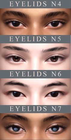 four different types of eyes are shown in this graphic style, with the words eyelids