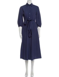 Max Mara ShirtdressBlueThree-Quarter Sleeve with CollarButton Closure at FrontDesigner Fit: Designed for a slim fit, those with a curvy figure may wish to take one size up. Max Mara Leisure Dress, Midi Length Dress, Coat Pant, Quarter Sleeve, Accessories Jacket, Shoulder Sweater, Hoodie Dress, Casual Jeans, Shirt Accessories