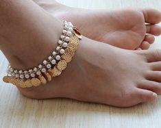 Amber's beauty rhinestone with fresh water pearl beach | Etsy Dainty Adjustable Anklets For Wedding, Elegant Pearl Anklets For Wedding, Handmade Elegant Anklets For Beach Wedding, Elegant Handmade Anklets For Beach Wedding, Elegant Adjustable Anklet For Beach Wedding, Handmade Elegant Barefoot Sandals, Elegant Toe Ring Anklets For Festivals, Elegant Gold Anklets For Beach Wedding, Adjustable Gold Anklets For Beach Wedding