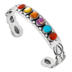 PRICES MAY VARY. 925 Sterling Silver (Solid) Genuine Turquoise, Coral, Mother-of-Pearl, and Purple Turquoise (with natural coral that has been treated and color-enhanced). Color/shades/matrix will vary due to the nature of these materials. Soft & Flexible - Handmade, lightweight, and comfortably fits wrists 6" to 7.5". Premium Quality | Imported Lady's cuff bracelet for everyday wear or that super special occasion. Solid sterling silver and genuine gemstones. Fine craftsmanship. Trendy but with Gemstone Cuff Bracelet, Coral Bracelet, Purple Turquoise, Turquoise Bracelet Cuff, Natural Coral, Turquoise Cuff, Pretty Bracelets, Genuine Turquoise, Turquoise Gemstone