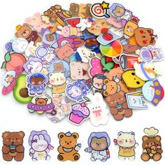 many different types of stickers on a white background