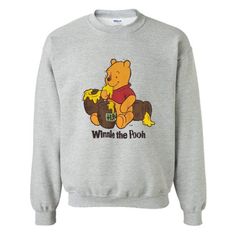 Vintage Winnie The Pooh Sweatshirt Vintage Winnie The Pooh, One By One, Dress Trousers, Direct To Garment Printer, Grey Sweatshirt, Piece Of Clothing, Winnie The Pooh, Sweatshirt Fashion, Shirt Style